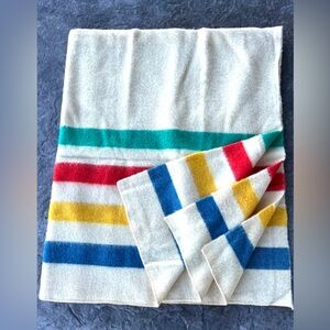 VINTAGE Pendleton Blanket Striped 86 X 73 Large Wool Glacier Park Hudson Bay